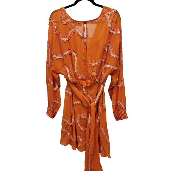 ASOS DESIGN Rouleaux Loop Tie Waist Mini Dress with Swirl Embellishment Size 0 - Picture 1 of 12